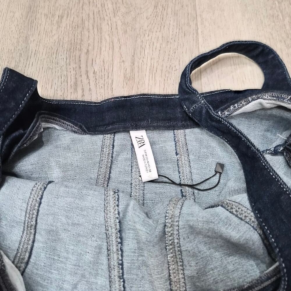 NWOT Zara Dark Wash Mini Dress Size Medium - Picture 3 of 5